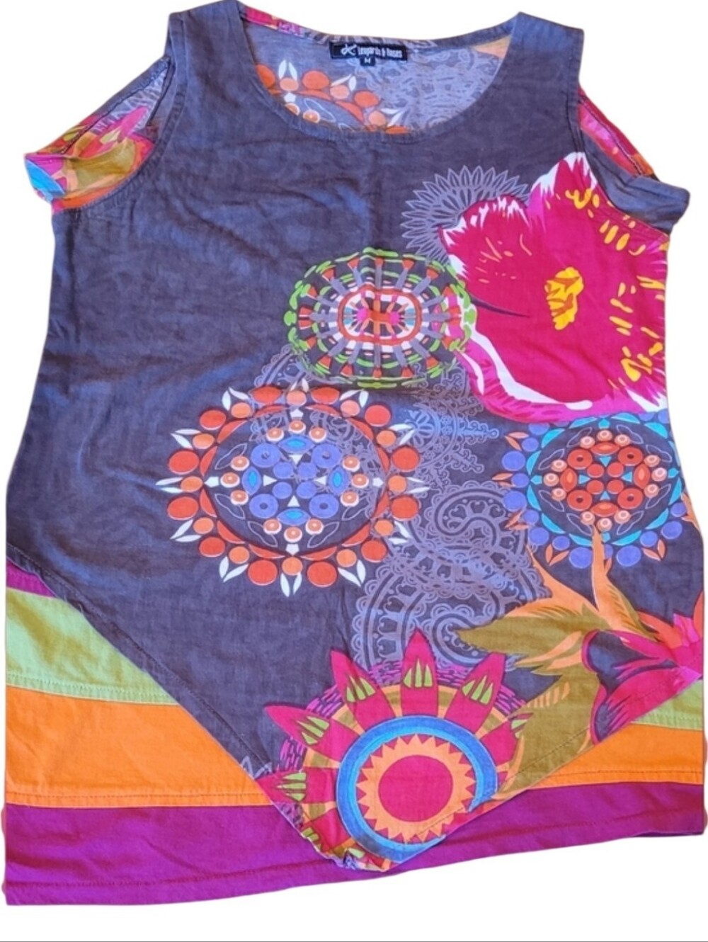 🥳4/$25!🥳 Colorful Floral Layered Patchwork Tank Top